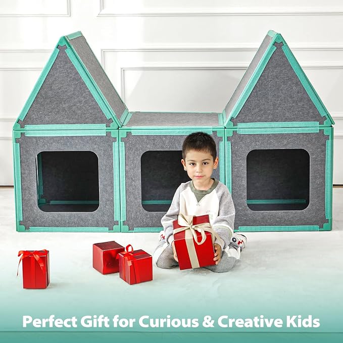 Umoving 20-Piece Magnetic Fort Building Kit for Kids – Giant Modular Playhouse Panels, STEM Construction Toy for Creative Indoor Play, Ages 3+