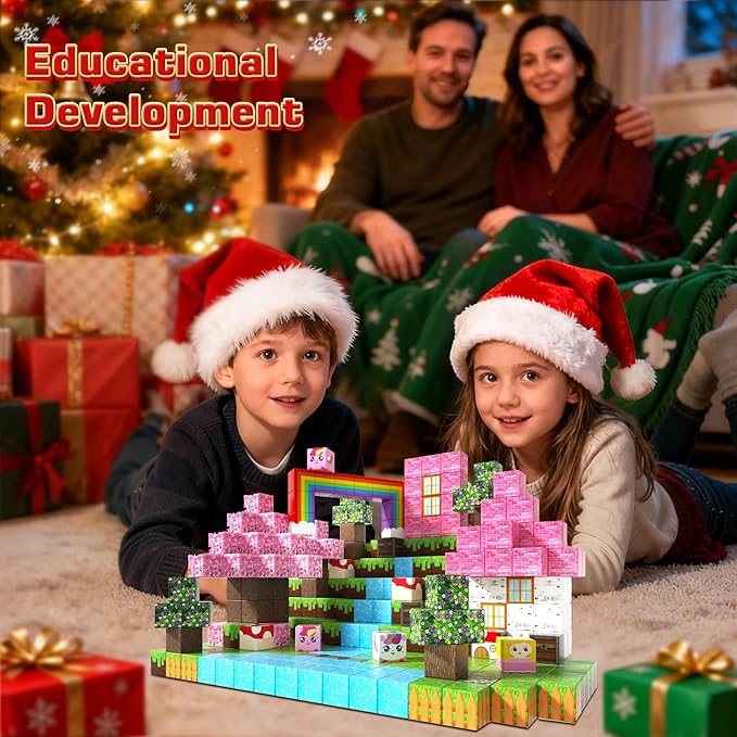 Annexfun Magnetic Blocks - 100PCS Building Blocks Unicorn Cubes - Toys for Montessori Toddler Christmas Birthday Gifts - STEM Sensory Toys for 3 4 9 10 Year Old Girl