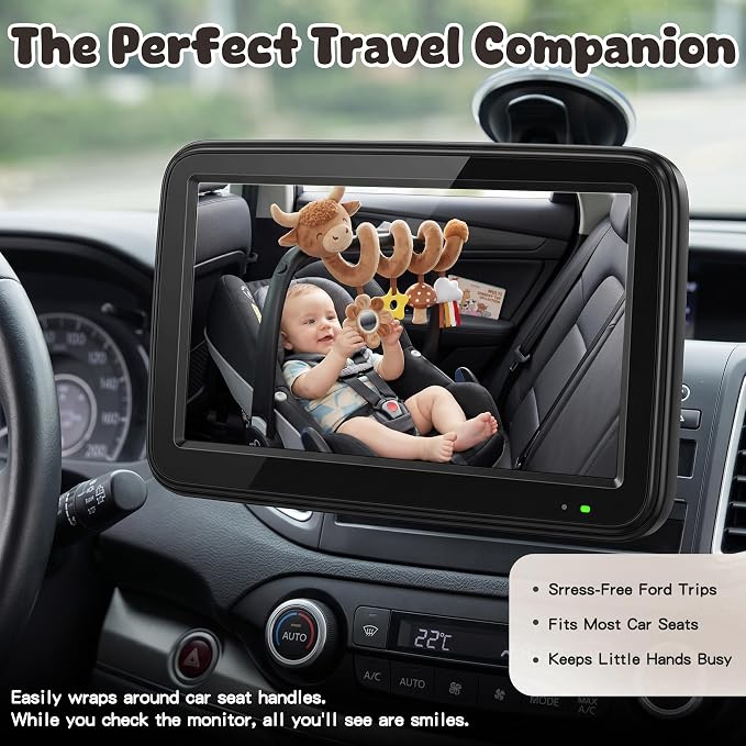 Stuffed Highland Cow Spiral Car Seat Toys for Babies 0-3-6-12 Months, Infant Stroller Toy with Mushroom Pendant & Star Teether Hanging, Cute Baby Registry Search & Shower Gifts for Newborns
