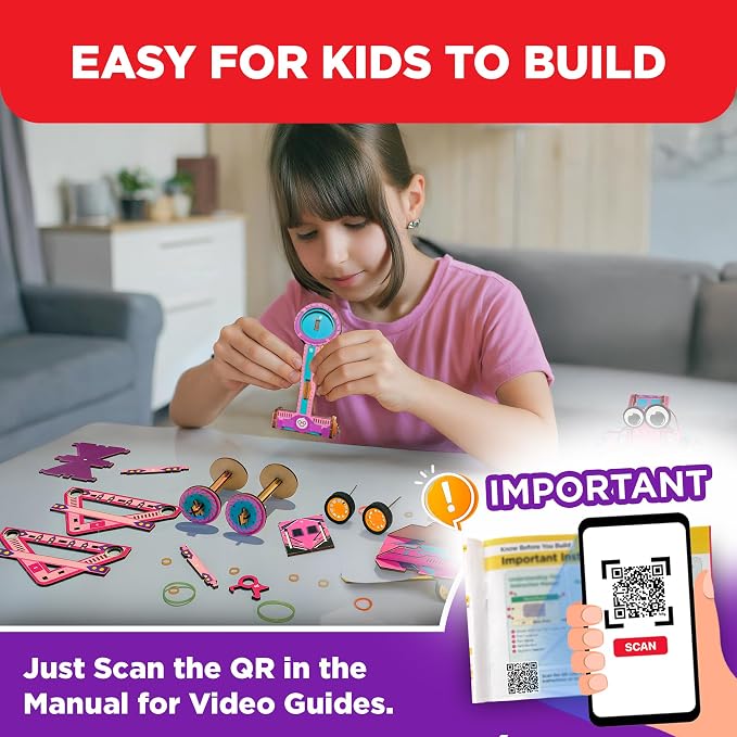 Doctor Jupiter Girls’ Ultimate Engineering Kit for Ages 8+ | Build Your Own Catapult, Race Car & Scribbling Robot | Birthday Gift Ideas for Girls 8-9-10-11-12 Year Olds | STEM Kit, Educational Toys