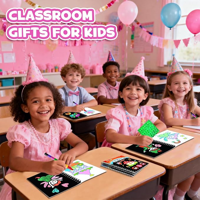 FUNNYB&G Foil Art Party Favors for Kids - 24 Pack Foil Art Crafts Kits Coloring Books, Goodie Bag Stuffers Party Favors for Kids 4-8 8-12, Bulk Birthday Classroom Prizes Girls Boys Gifts (Fairy)