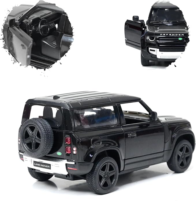 KiNSMART - Land Rover Defender 90 1:36 Scale 5" Die Cast Metal Model Toy SUV (Jet Black)