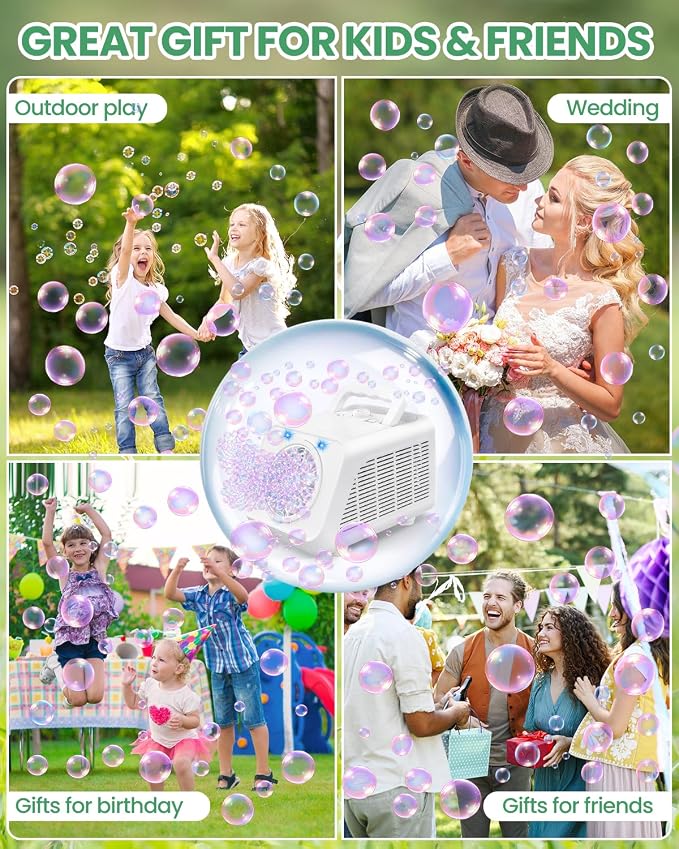 Kizmore Automatic Bubble Machine for Kids: Battery Operated Bubble Maker for Toddlers 3+ Contain 6 AA Battery| Indoor Outdoor Toys for Birthday Wedding Party