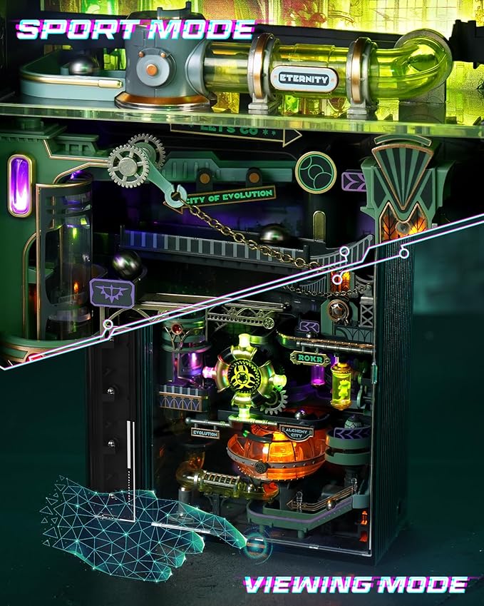 ROKR 3D Puzzle for Adults, Electric Marble Run Model Kits, Parallel World Alchemy City MR04S, Christmas Birthday Gifts