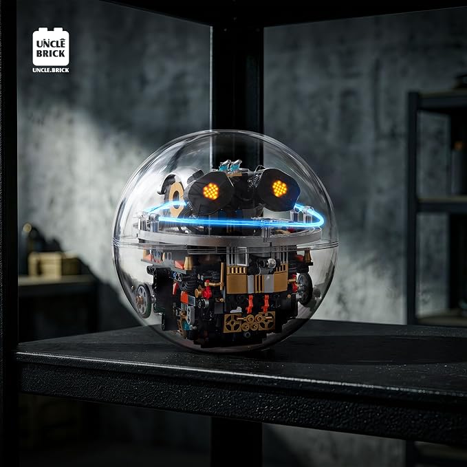 UNCLE BRICK Transparent Spherical Robot Building Block Set,Stem Toys for Ages 8-13,Programmable Remote-Controlled Powered,LED Expression Display and Cyberpunk Lighting,Holiday and Birthday Gifts