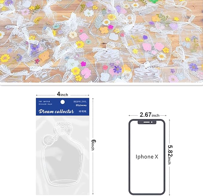 Kaluofan Dried Flower Bookmarks Kit, 20Pcs Large Size DIY Bookmarks Maker, Handmade Transparent Beautiful Flower Page Markers