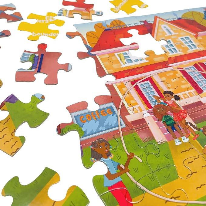 Upbounders- Fun Outside 48 Piece Floor Puzzle, Multicultural Beginner Jigsaw Puzzle with African American Children Boys Girls at Play, Ages 4+