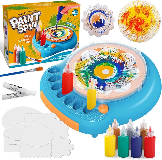 Spin Art Machine for Kids, Paint Spinner Arts and Crafts Kit with 7 Washable Paints & 36 Art Boards, Painting Art Kits for Boys Girls Ages 4 5 6 7 8 9 10 11 12, Birthday Gift