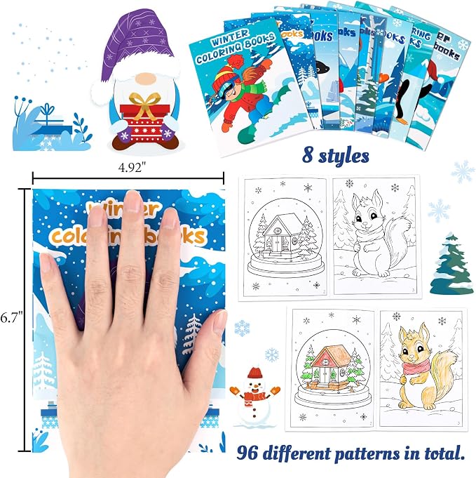 90shine 24PCS Winter Coloring Books Party Favors for Kids - Bulk Christmas Goodie Bag Stocking Stuffers Gifts Ages 2-4 3-5 4-8