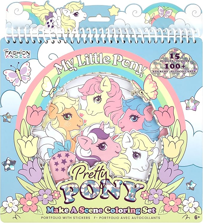 Fashion Angels My Little Pony Pretty Pony Make a Scene Portfolio, Kids Activity Notebook with 15 Sketch Pages & 100+ Stickers, Arts & Crafts Gift for Girls