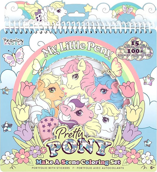 Fashion Angels My Little Pony Pretty Pony Make a Scene Portfolio, Kids Activity Notebook with 15 Sketch Pages & 100+ Stickers, Arts & Crafts Gift for Girls