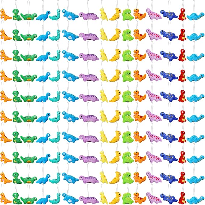 Libima 150 Pcs Mini Dinosaur Stuffed Set Animals Plush Keychain Dinosaur Plush Toys for Valentine's Day Carnival Birthday Classroom Prizes Decoration for Clothes
