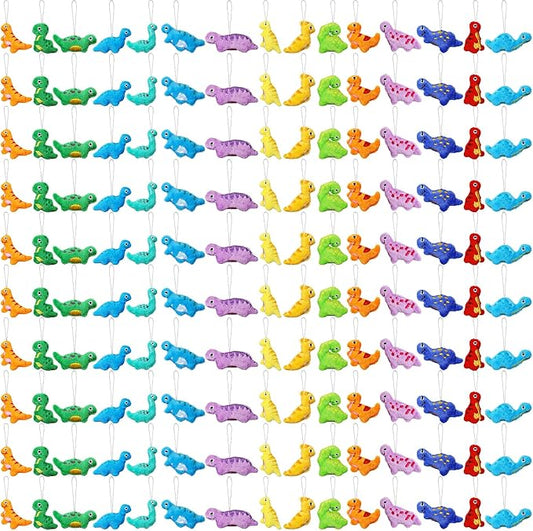 Libima 150 Pcs Mini Dinosaur Stuffed Set Animals Plush Keychain Dinosaur Plush Toys for Valentine's Day Carnival Birthday Classroom Prizes Decoration for Clothes