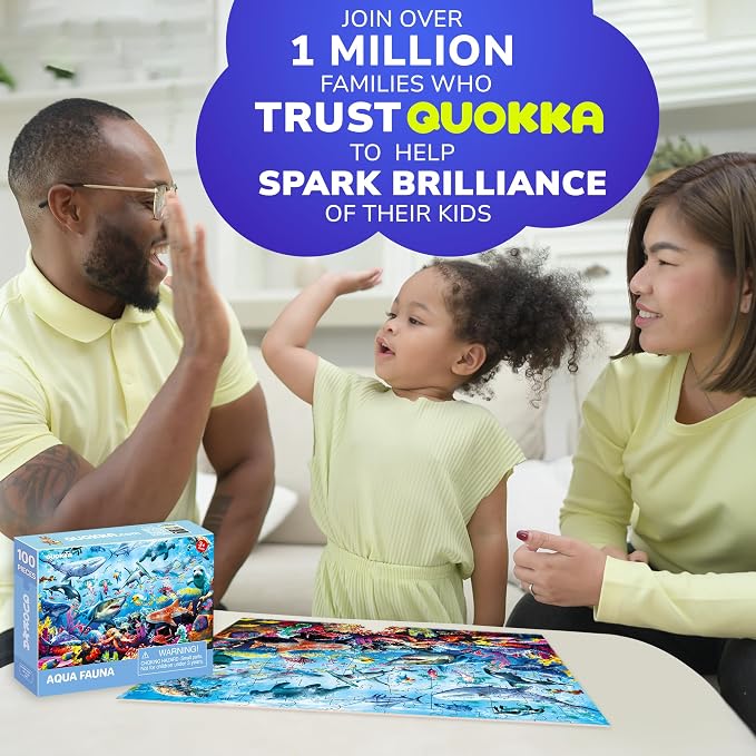QUOKKA 100 Piece Puzzles for Kids Ages 4-6 – Floor Kids Puzzles Ages 6-8 Year Old – Toy for Learning Ocean Animals for 8-10 yo – Jigsaw Toddler Game for Boy and Girl Age 3-5