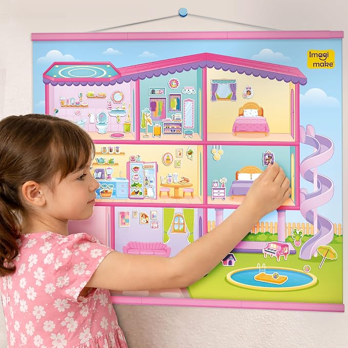 Imagimake Reusable Sticker Fun – My Dream House Playset | 200+ Jelly Stickers | Creative Games for Girls | Pretend Play Kids Activities | Toddler Toys 3-5 | 3,4,5,6,7 Year Old Girl Birthday Gifts