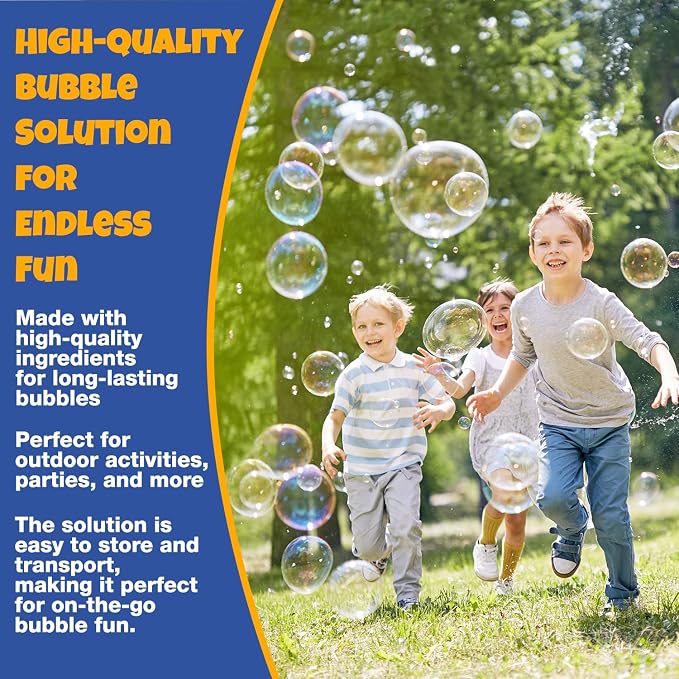 PlayRoute Bubble Solution | Bubbles Refill Solution 4L/136oz. | 2-Pack Ready to Use Solution for Bubble Machines & Other Bubble Blower Toys for Toddlers & Kids | Easy Grip Bulk Bottle