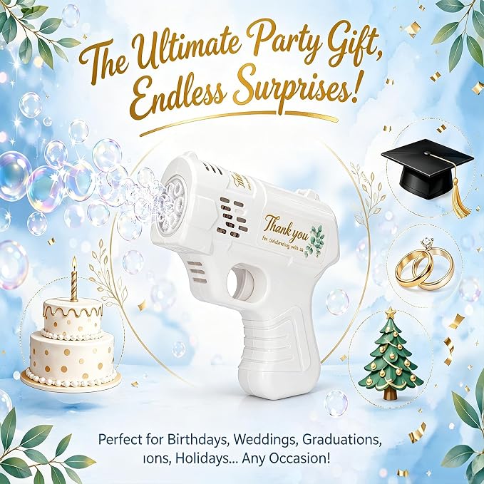 White Bubble Guns for Wedding, 24 Pack Wedding Bubble Gun Machine Party Set, Automatic Bubble Guns with Bubble Concentrate, Suitable for All Types of Parties and Events (Without Battery)
