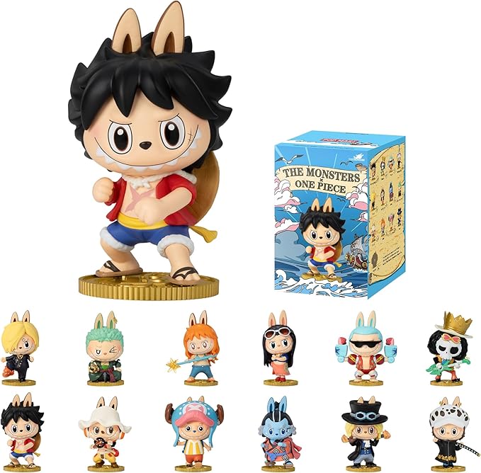 POP MART THE Monsters × One Piece Series Figures Blind Box Figures, Random Design Action Figures Collectible Toys, Holiday Birthday Gifts for Girls and Boys, Anime Fans,Single Box