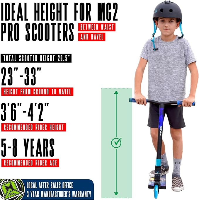 Pro Stunt Trick Scooter for Kids Ages 5-12 – Lightweight Durable Freestyle Kick Scooter for Skatepark and Street – Easy Assembly – Madd Gear MG2