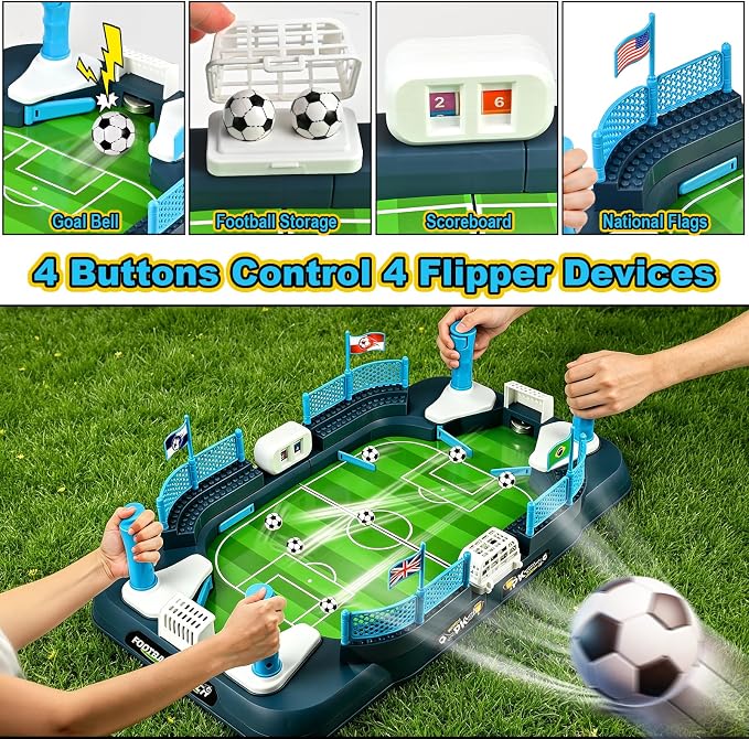 Mini Foosball Table Game for Kids - Soccer Board Game Toy for Boys Girls Ages 3-12, Interactive Tabletop Football Pinball Game & Finger Soccer Game, Indoor Family Party Sports Gift for Birthday