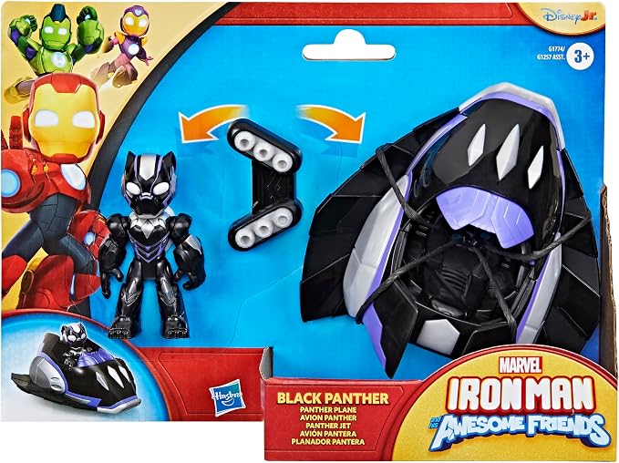 Marvel Iron Man and his Awesome Friends Black Panther Plane Action Figure & Toy Vehicle, 3-Inch (7.6 CM) Super Hero Toys for Kids, Ages 3+