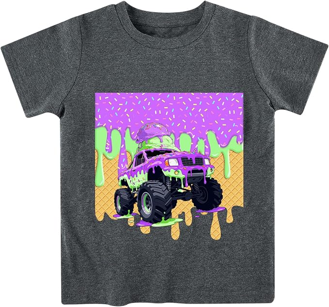 Lovekider Cotton Shirt for 3-6T Boys Truck Dinosaur Toddler Kids T-Shirt Short Sleeve Excavator Construction T-Rex Tee Shirts