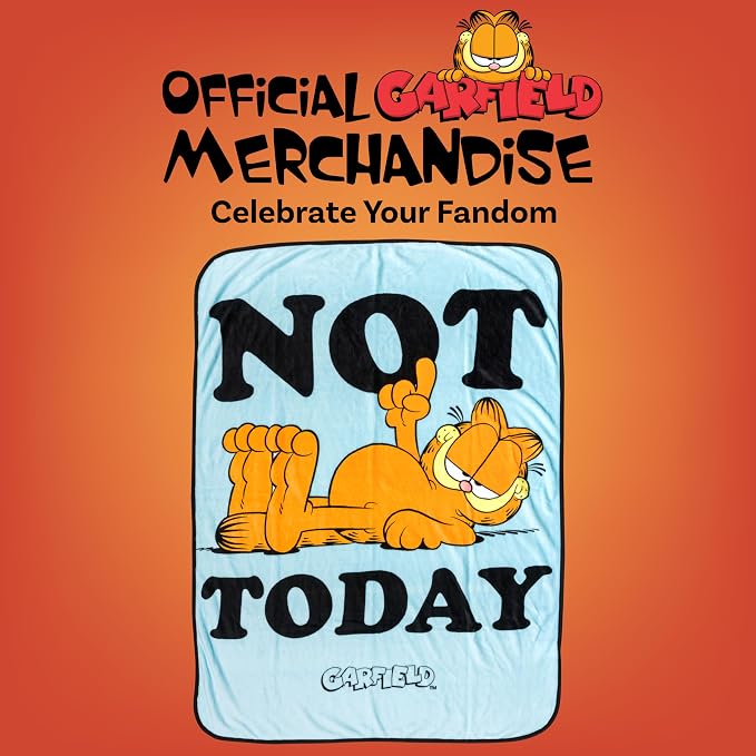 Silver Buffalo Garfield Not Today 45" x 60" Fleece Throw, Soft and Cozy Blanket, 185 GSM