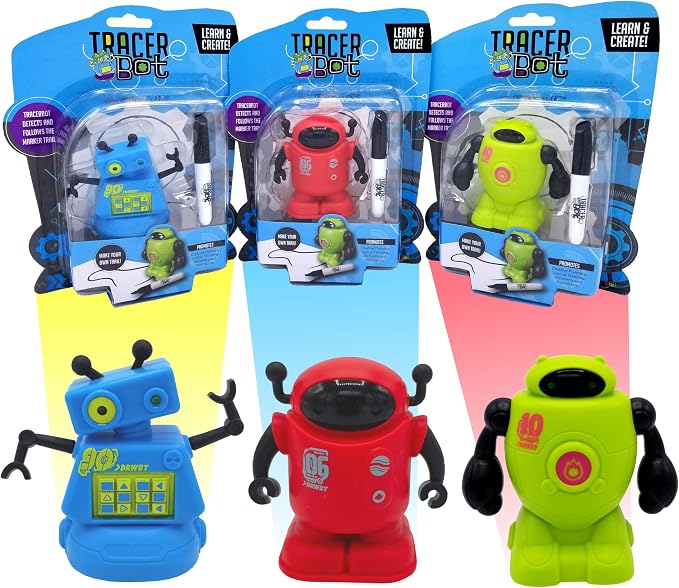 MUKIKIM TracerBot - Green – Mini Inductive Robot That Follows The Black Line You Draw. Fun, Educational, and Interactive STEM Toy with Limitless Ways to Play! Promotes Logic and Creativity Training
