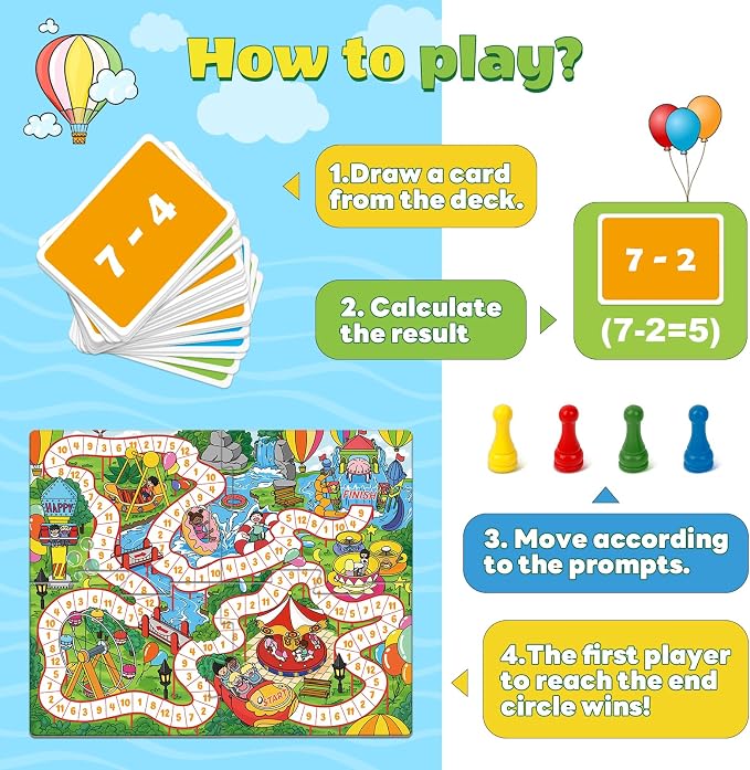 Broytain Addition and Subtraction Math Games for Kids,Addition & Subtraction,Educational Learning Board Games for Boys and Girls Ages 5 6 7 8,Classroom Travel Indoor Outdoor Family Games