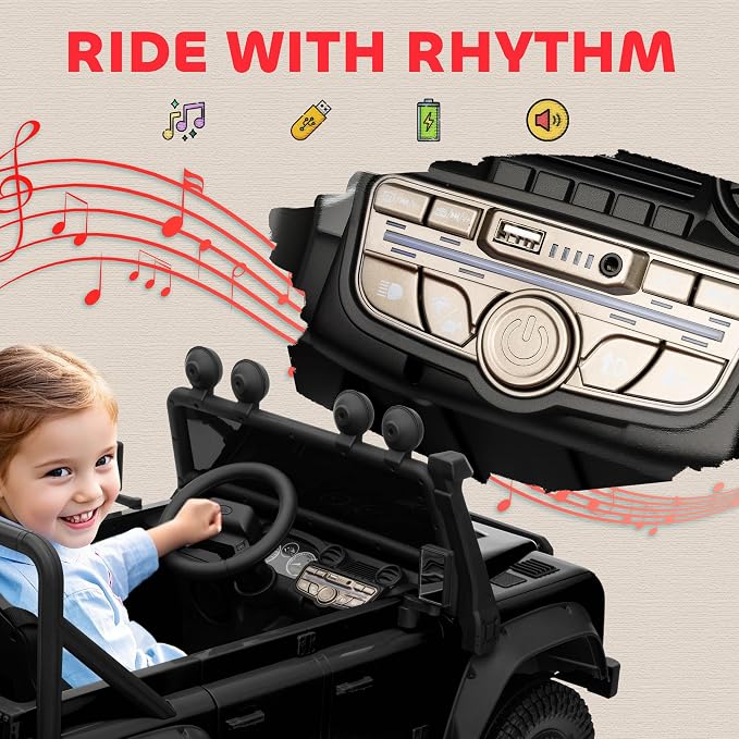 Qaba Land Rover 110SVX Licensed Electric Car for Kids, 12V Battery Powered Kids Ride On Car with Remote Control, Dual Motors, Spring Suspension, LED Lights, 3 Speeds Ride On Truck, Black