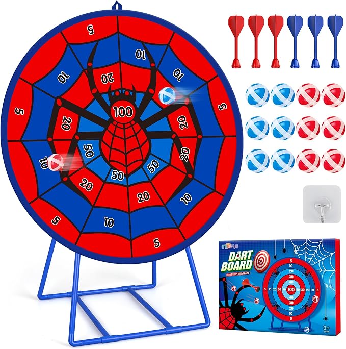 Large Dart Board for Kids, Kids Double-Sided Dart Board with Sticky Balls and Darts, Indoor/Outdoor Sport Fun Party Play Game Toys, Gifts for 3 4 5 6 7 8 9 10 11 12 Year Old Boys Girls