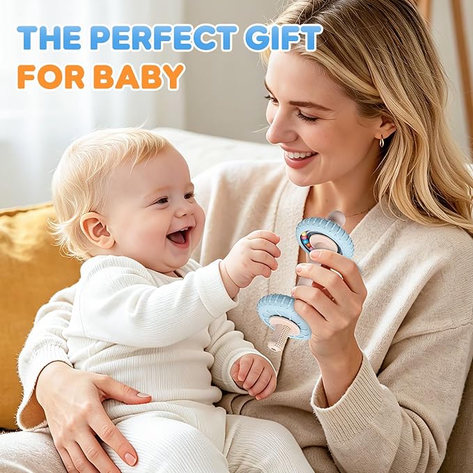 Teething Toys with Rattles for Babies 3-6 6-12 Months, Food Grade Silicone Sensory Teether Straws Sticks, Infants Newborn Tubes Chew Toys for Teething Relief and Sucking Needs