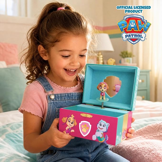 Paw Patrol Jewelry Box for Girls Musical Jewelry Box with Spinning Skye Figurine, Paw Patrol Toys for Kids Ages 3-5