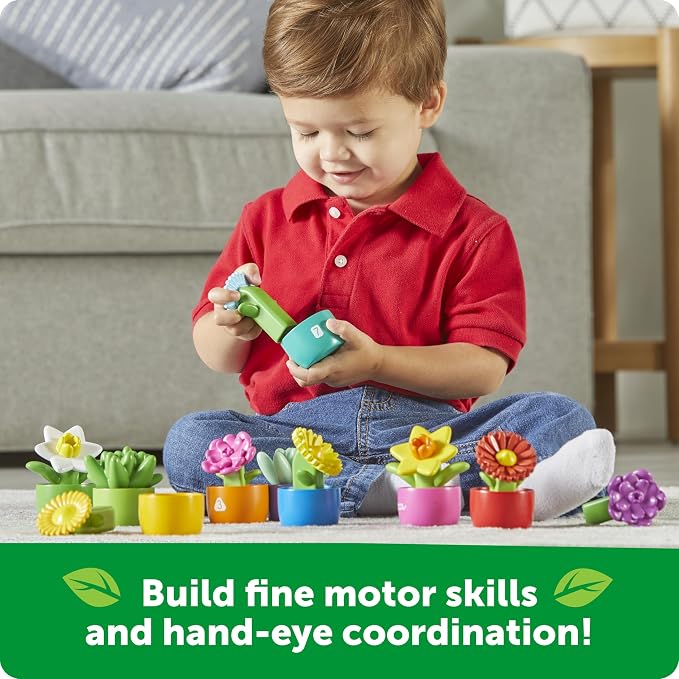 Learning Resources Shape & Color Garden - Montessori Toddler Toys, Sorting Sensory Toys, Kids Gardening Set, Flower Building Set, Preschool Learning Activities, Educational Montessori Toddler Gifts