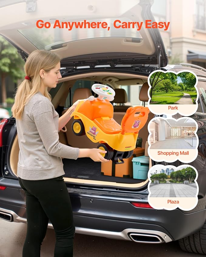 VEVOR Ride On Toddler Push Car, Push Car for Toddler 19 to 36 Months, Kids Ride On Toy with Horn & Music, 48.5 lbs Load Capacity, Under-seat Storage, Foot-to-Floor Walker for Toddlers Boys Girls
