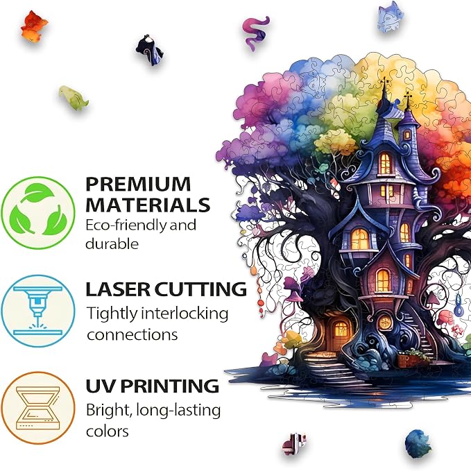 Wooden Puzzles, 249PCS Magical Tree Jigsaw Puzzles, Unique Shaped Wooden Puzzle for Adults and Kids, Family Game(Magical Tree, Royal)