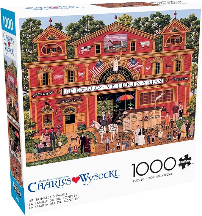 Buffalo Games Charles Wysocki - Dr. Bonkley's Family - 1000 Piece Jigsaw Puzzle - 26.75 x 19.75 in, Poster Included - Snap Fit - Puzzles for Adults 1000 Pieces - Recycled Paperboard