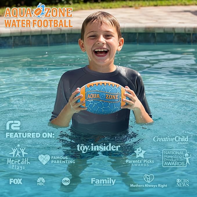 Water Football for Pool & Beach - Best Pool Toys for Kids All Ages - Easy Grip & Soft to Catch Footballs - Fun Outdoor Sports Beach Toys - Pool Gifts for Kids 5 6 7 8 9 10 11 12 + Year Old Boy & Girl
