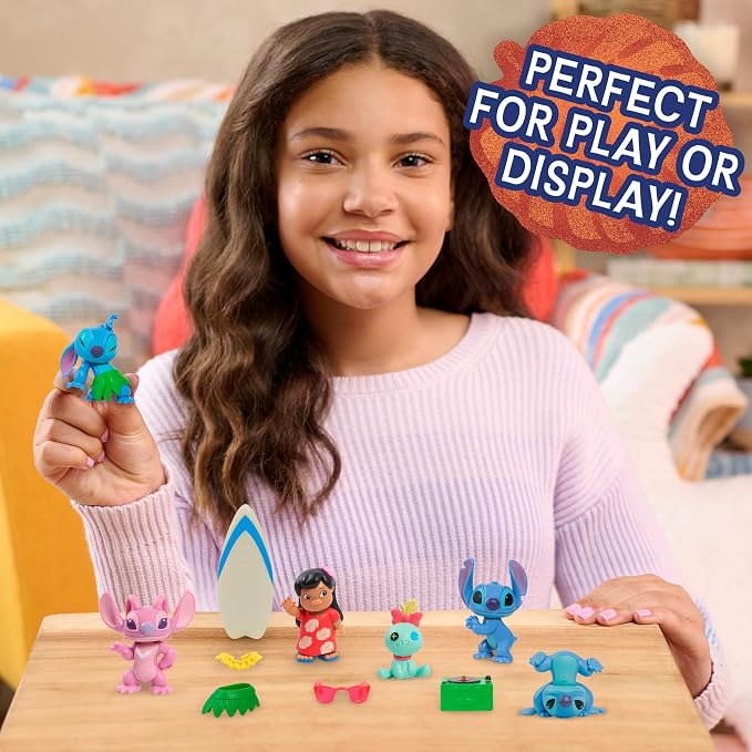 Disney Stitch Collectible Figure Set with Accessories, 11-Pieces, 2-inch Figurines, Collectible Toys, Home Decoration, Kids Toys for Ages 3 Up by Just Play