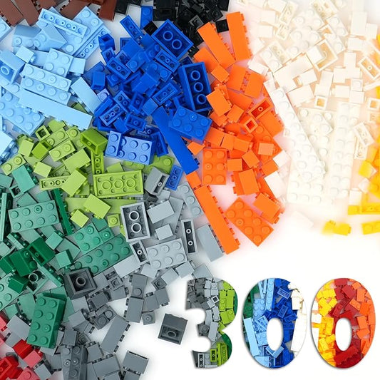 Building Bricks Compatible with Classic Creative Blocks of All Major Brands,300Pieces Basic Bulk Small Brick Set,Building Blocks in Radom Color, Mixed Shape