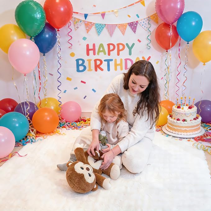 Monkey Stuffed Animals, Mommy Monkey Plush with Baby, 5 Pcs Plush Toy for Girl Boy, Birthday Gifts for Kids