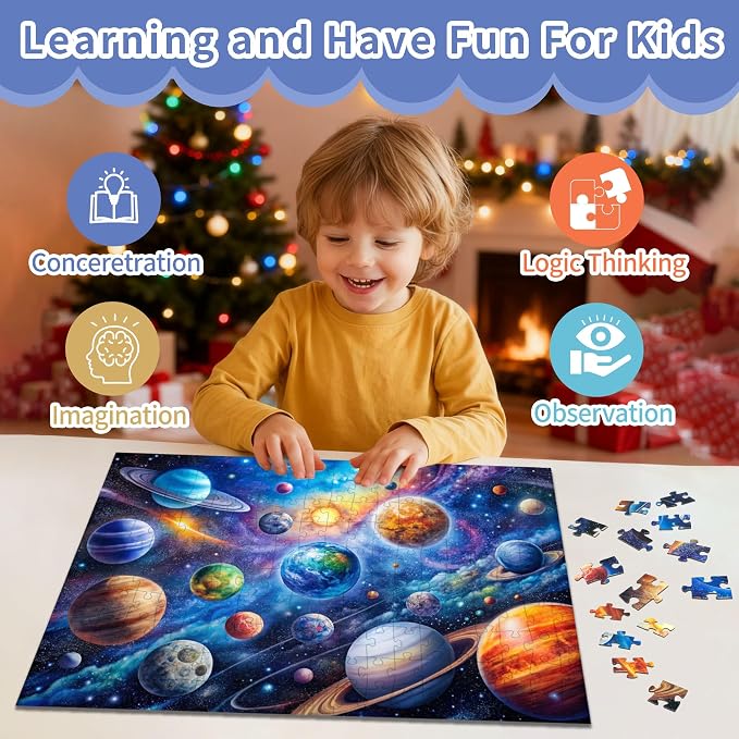 Puzzles for Kids Ages 6-8 8-10 Year Old, Solar System Planets 200 Pieces Jigsaw Puzzles for Kids Ages 10-12, Learning Educational Toys for Boys and Girls Ages 6 7 8 9 10 11 12 Year Old