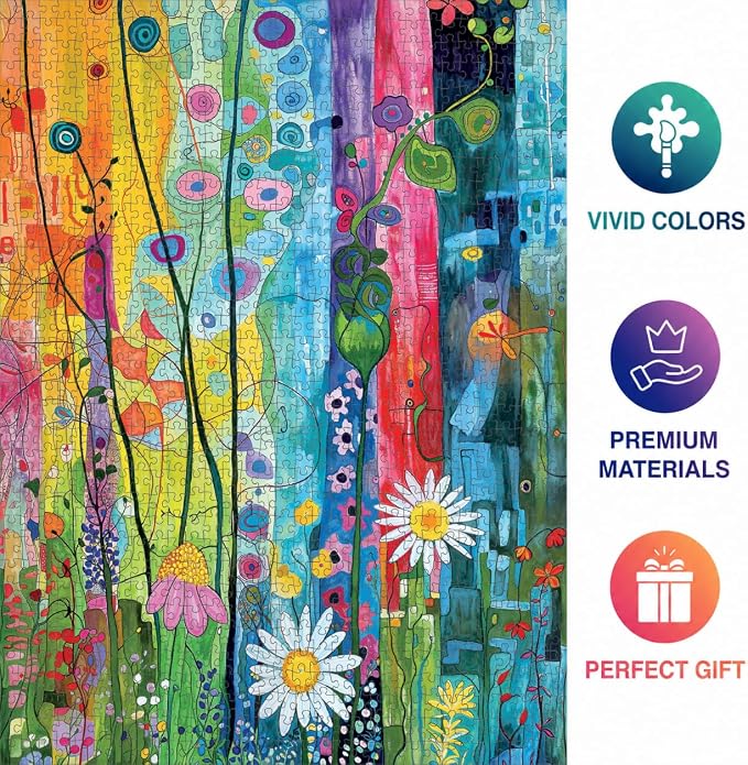 Cross & Glory - City Garden Rainbow Retreat - 1000 Piece Jigsaw Puzzle for Adults | Whimsical Flower Garden Cityscape | Vibrant Colors | Ideal for Puzzle Enthusiasts and Nature Lovers | Flower Puzzle