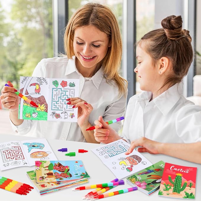 BenLouis 24 Pcs Summer Mini Coloring Books Kids Pool Beach Party Favors Small Activity Books Bulk for Kids Summer Hawaii Birthday Goodie Bags Stuffers Return Gifts Classroom Travel