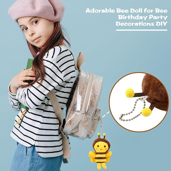 40 Pack Mini Bee Stuffed Animal Toys 5 Inch Cute Soft Plush Honeybee Keychain Lifelike Small Plush Bee for Baby Shower Holiday Birthday Animal Theme Party Favors