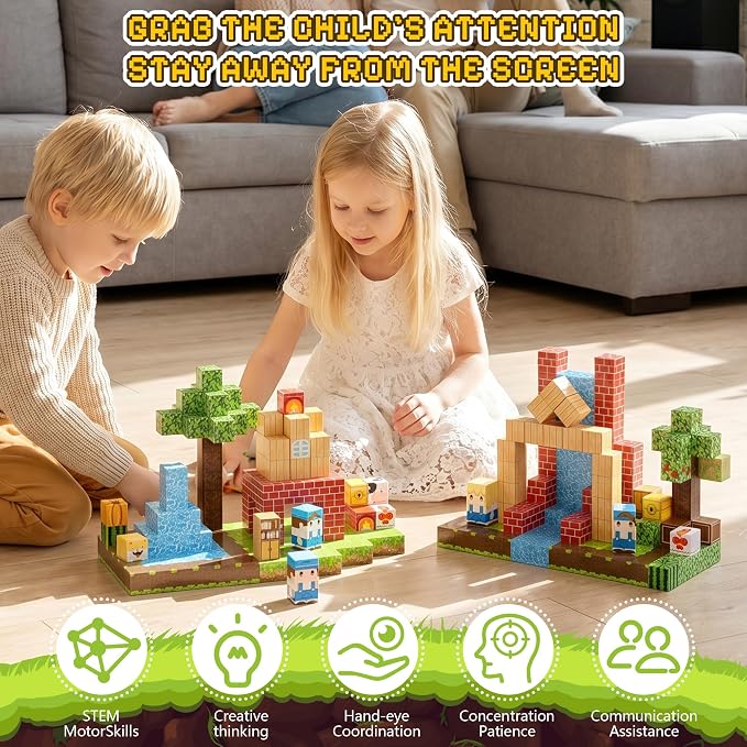 150PCS Magnetic Blocks, Magnetic Building Blocks, 0.63in Magnetic Building, STEM Game Stacking Toys for Kids, Birthday Gifts for Boys and Girls Age 3+ Years Old