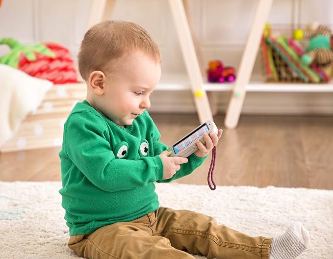 B. toys – Hi Phone – Silver – Pretend Play Smartphone – Interactive Kids' Cellphone – Sounds & Songs – Toy Phone for Toddlers – 18+ Months