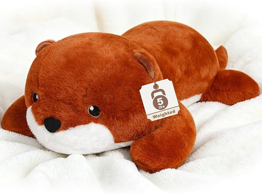 Wepop Weighted Otter Stuffed Animals, 5lbs Weighted Plush Toy Animal Huggable Pillow Plushie for Kids, Soft Otters Heavy Plushies Gifts for Adults