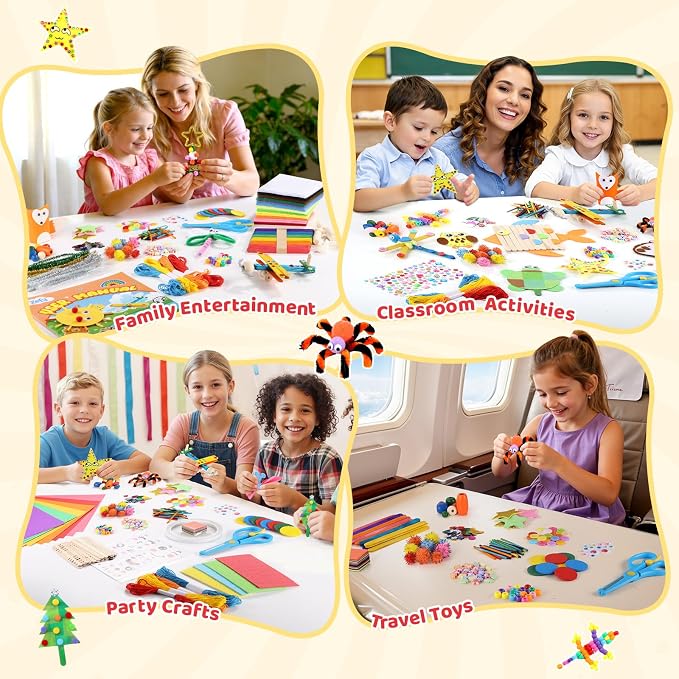 Zefy 3800+ Pcs Arts and Crafts Kit Supplies for Kids, All in One Art Supplies with 20 Crafts Design, DIY Craft Box Set School Supplies Gifts Toys for Girls Boys Ages 4-12