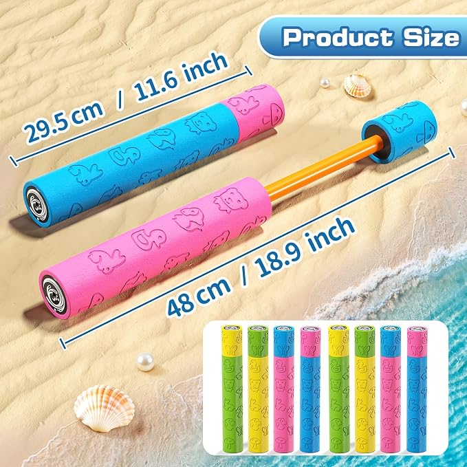 8 Pack Water Squirt Toys for Kids - Pool Beach Outdoor Toys for Party Swimming Games, Water Guns Foam Squirt Blasters Set Water Game for Kids, Birthday Gifts for Kids Boys Girls Aged 3 4 5 6 7 8